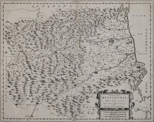 Portada del libro de Comitatus Ruscinonis, Vulgo Roussillon [Mapa antiguo del Rosellón, carte ancienne]