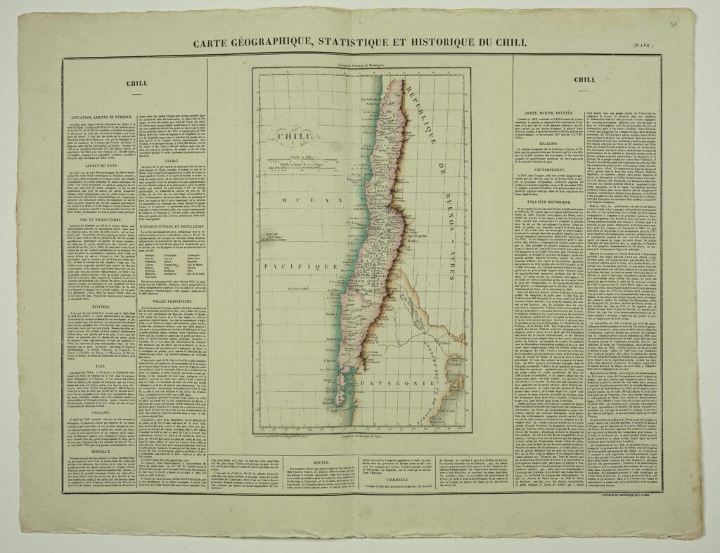 Carte géographique, statistique et historique du Chili