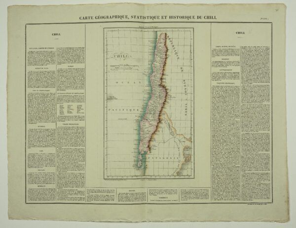 Carte géographique, statistique et historique du Chili