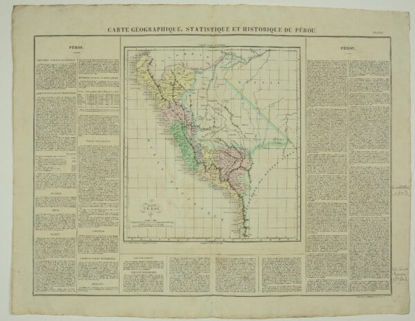 Carte géographique, statistique et historique du Pérou