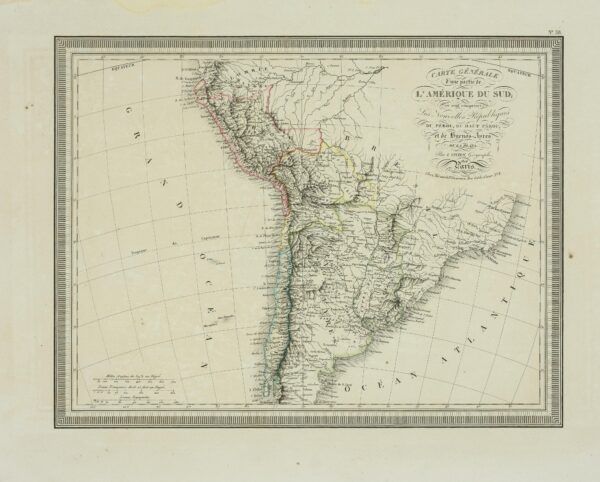 Carte Générale d&rsquo;une partie de l&rsquo;Amérique du Sud; où sont comprises Les Nouvelles Républiques du Pérou, du Haut Pérou, et de Buenos-Ayres ou La Plata.