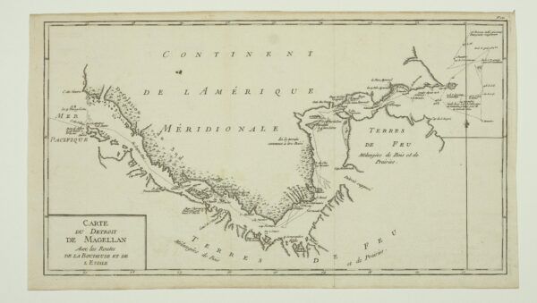 Carte du Détroit de Magellan Avec les Routes de la Boudeuse et de l&rsquo;Etoile