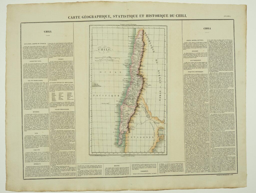Carte géographique, statistique et historique du Chili