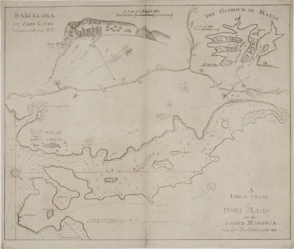 A large chart of Port Maon on the Island Minorca / Barcelona by John Gaudy / The Harbour of Malta
