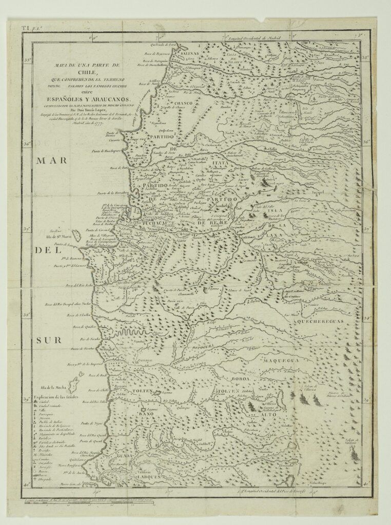 Mapa de una parte de Chile… Españoles y Araucanos