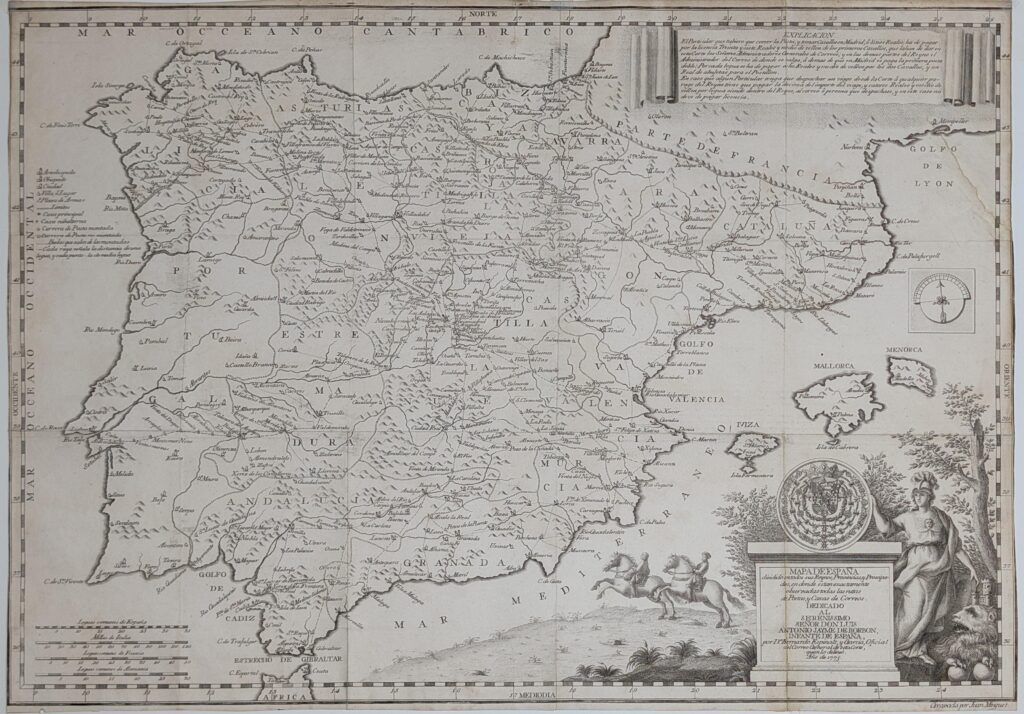 Mapa de España dividido en todos sus Reynos, Provincias y Principados