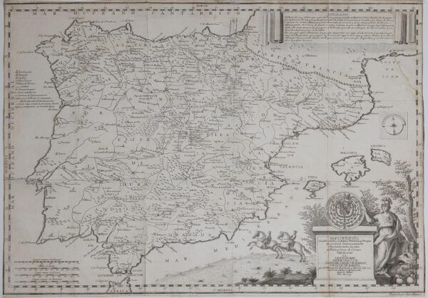 Mapa d&rsquo;Espanya dividit en tots els seus Regnes, Províncies i Principats… Postes i Oficines de Correus.
