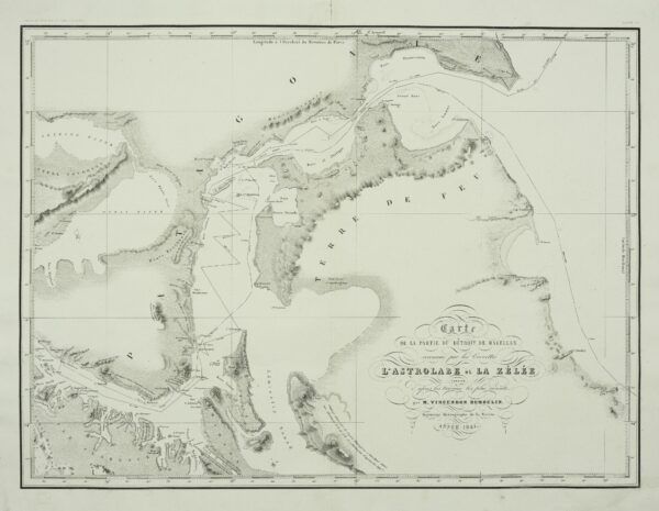 Carte de la partie du détroit de Magellan reconnu par les Corvettes l&rsquo;Astrolabe et la Zélée.