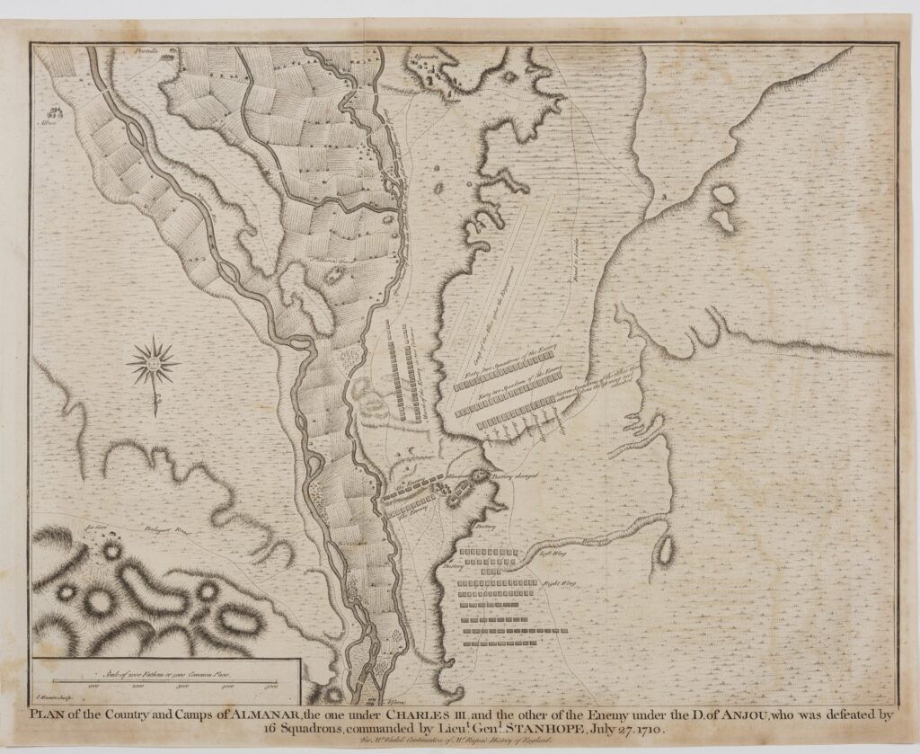 [Lleida] Plan of the Country and Camps of Almanar, the one under Charles III and the other of the Enemy under the D. of Anjou