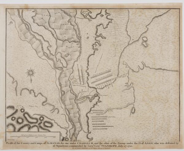[Lleida] Plan of the Country and Camps of Almanar, the one under Charles III and the other of the Enemy under the D. of Anjou