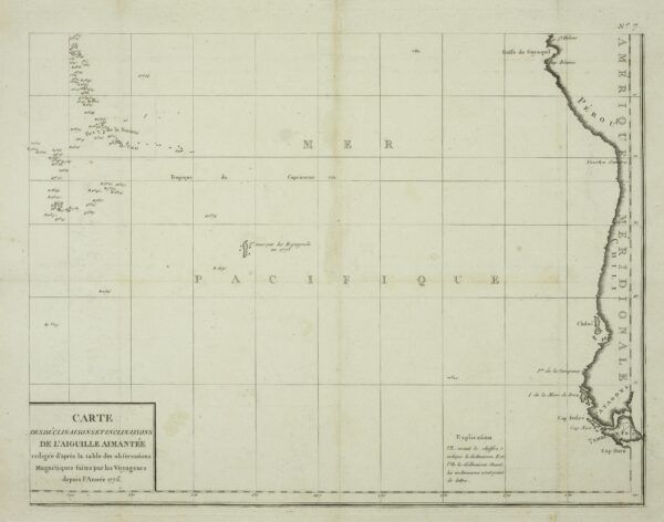 Carte des Declinaisons et Inclinaisons de l&rsquo;Aiguille Aimantee redigee d&rsquo;apres la table des observations Magnetiques faites par les Voyageurs depuis l&rsquo;Annee 1775