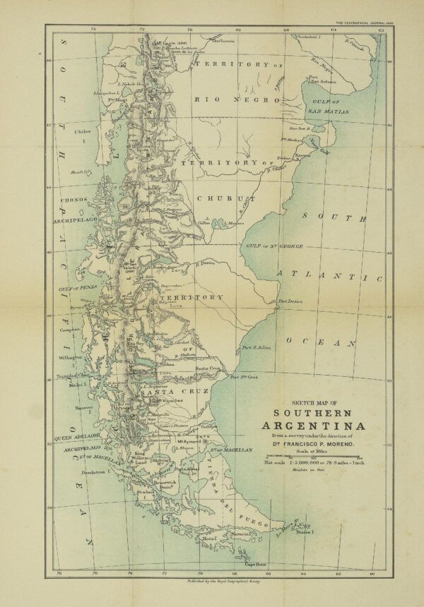Sketch map of Southern Argentina from a survey under the direction of Dr Francisco P. Moreno.