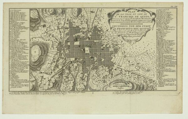 Plan de la Ville et Cité de St. Francois de Quito / Grundriss von der Stadt S. Francisco del Quito.