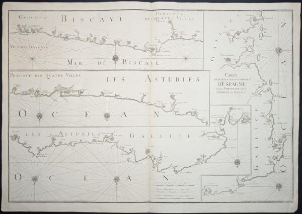 Carte des Costes Septentrionales d&rsquo;Espagne depuis Fontarabie jusqu&rsquo;à Bayonne en Gallice