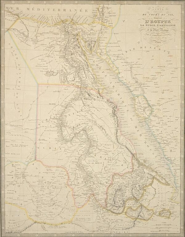 Carte du Cours du Nil comprenant l&rsquo;Egypte, la Nubie, l&rsquo;Abyssinie et la Mer Rouge