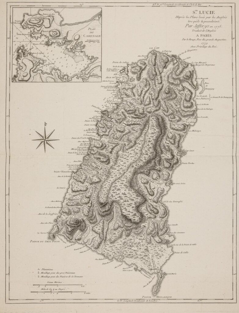 Ste. Lucie D’après les Plans levés par les Anglois lors qu’ils la possédoient Par Jefferys en 1775.