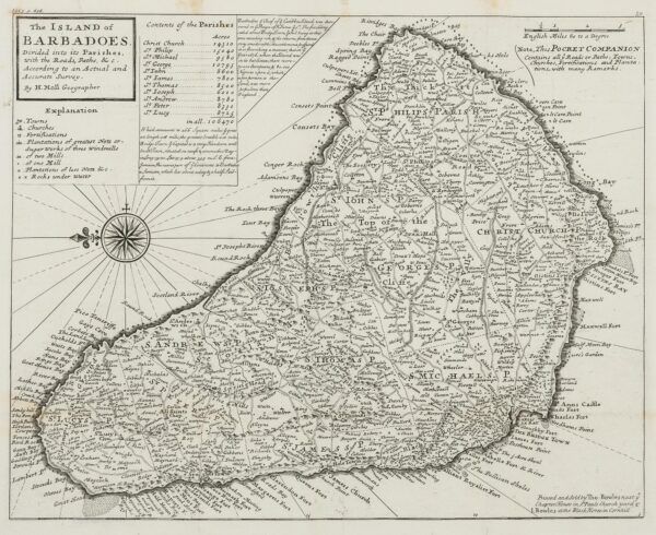 [Mapa de l&rsquo;illa de Barbados] The island of Barbadoes divided into its Parishes