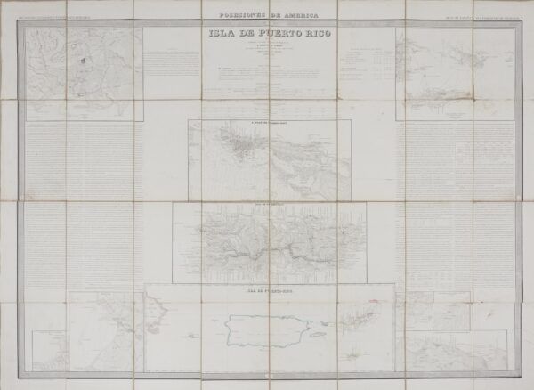 [Mapa mural de Puerto Rico, 1851] Possessions d&rsquo;Amèrica – Illa de Puerto Rico
