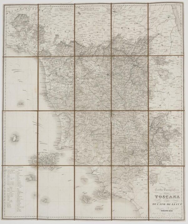 [Mapa antic original de la Toscana, 1838] Carta corografica della Toscana e del duccato di Lucca, Torino