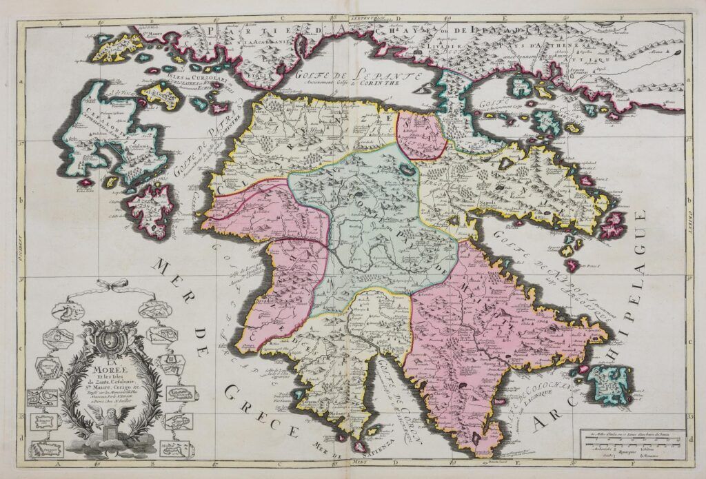 [Carte de la Grèce, Péloponnèse, îles Ioniennes] La Moree Et les Isles de Zante, Cefalonie, Ste. Marie, Cerigo &c.