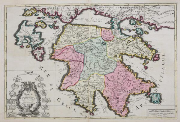 [Mapa de Grècia, Peloponès, Illes Jòniques] La Moree Et les Isles de Zante, Cefalonie, Ste. Marie, Cerigo &c.