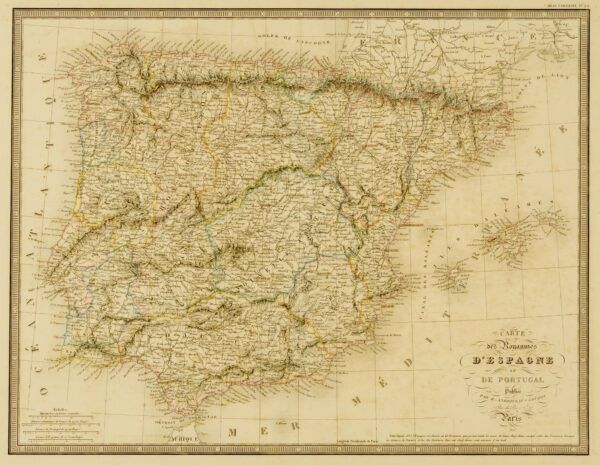 Carte des Royaumes d&rsquo;Espagne et de Portugal