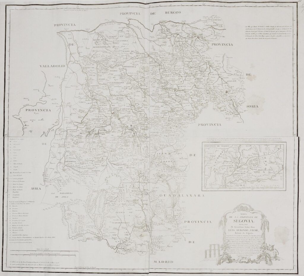 Mapa de la provincia de Segovia dedicado al Serenisimo Señor Antonio Luis Jayme