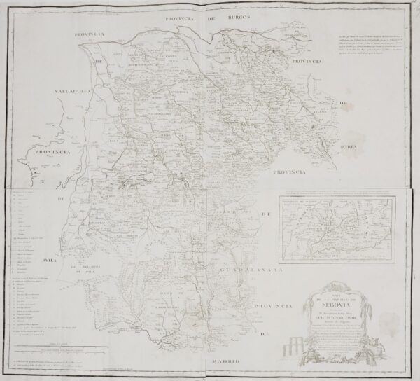 [Mapa] Mapa de la província de Segòvia dedicat al Sereníssim Senyor Don Antonio Luis Jayme, Infant d&rsquo;Espanya: comprèn el Comtat de Chinchón; els Partits de Yscar, Peñaranda, Pedraza, Fuentidueña, Riaza, Coca, Ayllón, Maderuelo, Montejo, Fresno, i A