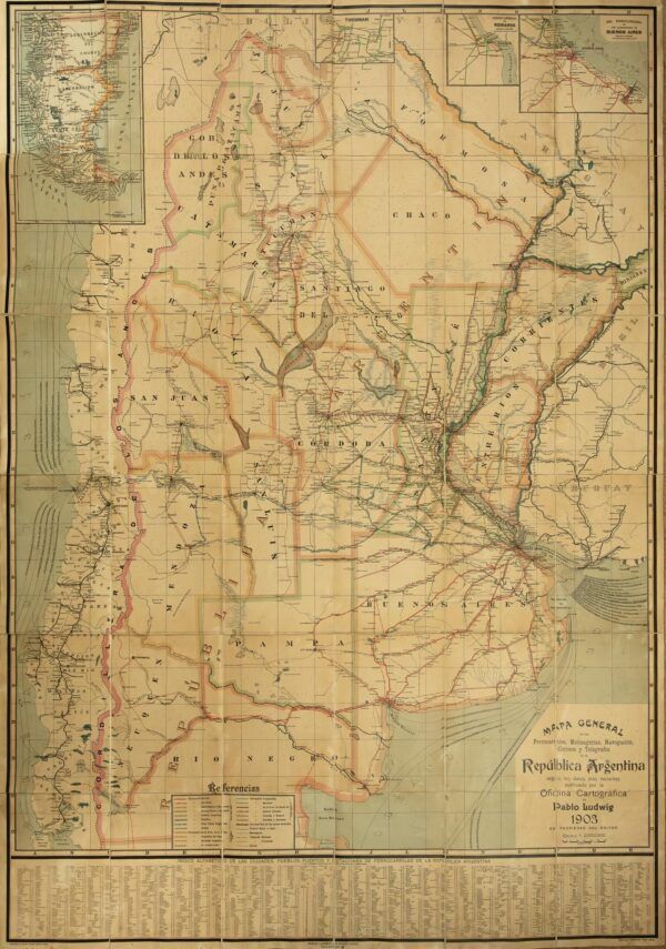 Mapa General dels Ferrocarrils, Missatgeries, Navegació, Correus i Telègrafs de la República Argentina