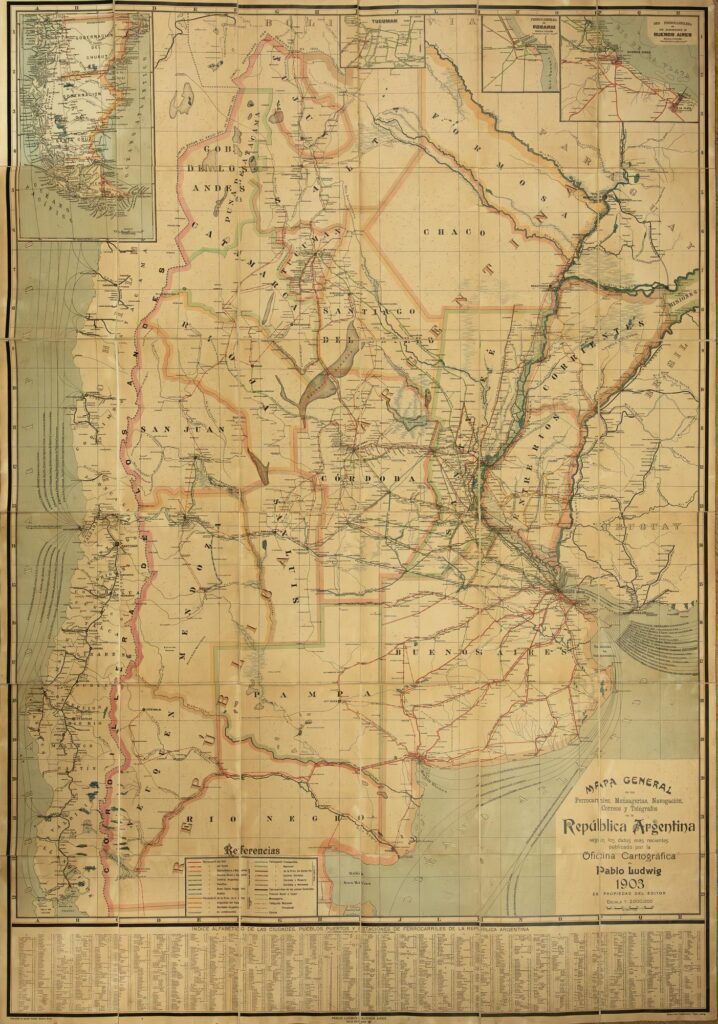 Mapa General de los Ferrocarriles, Mensagerias… de la República Argentina