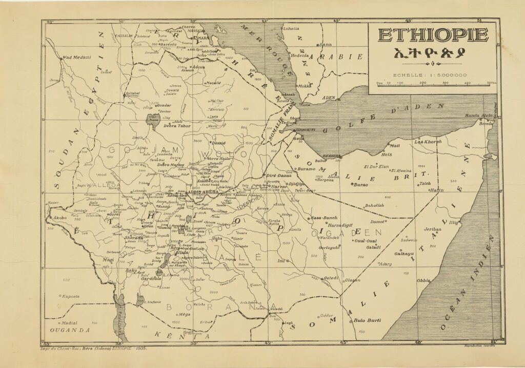 Éthiopie. Carte missionnaire ancienne d&rsquo;Éthiopie, extrêmement rare.