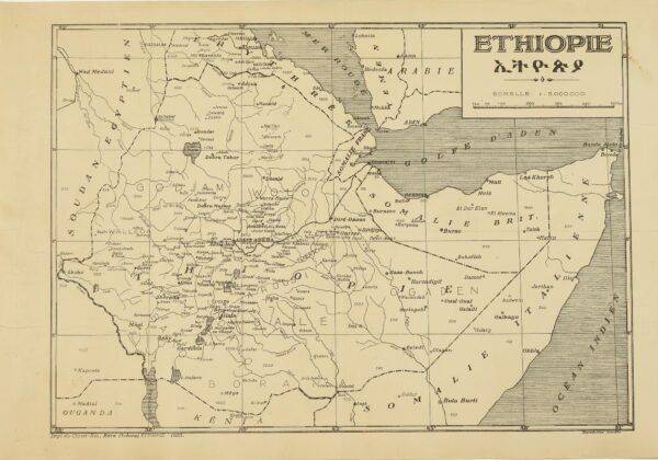 Etiòpia. Mapa missioner antic d&rsquo;Etiòpia, extremament rar.