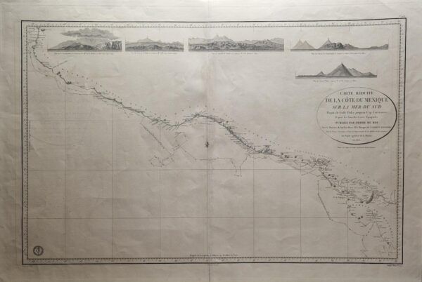Carte réduite de la côte du Mexique sur la Mer du Sud depuis le Golfe Dulce jusqu&rsquo;au Cap Corrientes . . . 1823