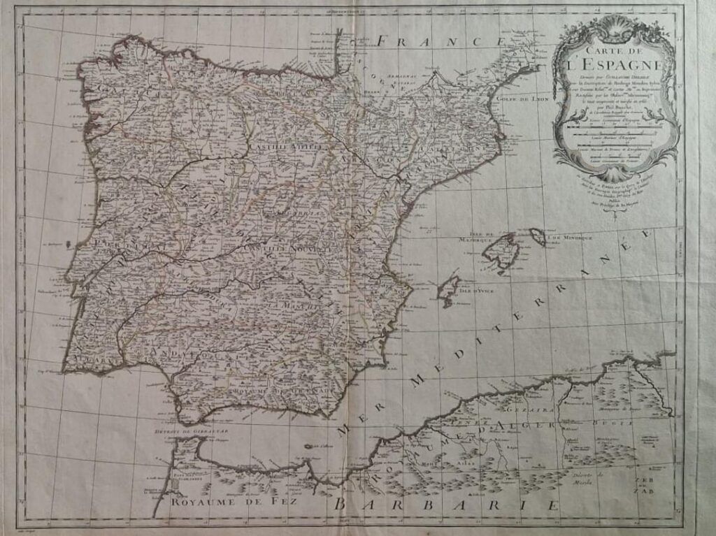 Carte de l&rsquo;Espagne Dressée par Guillaume Delisle 1765