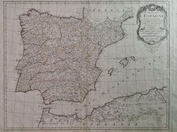 Carte de l&rsquo;Espagne Dressée par Guillaume Delisle 1765