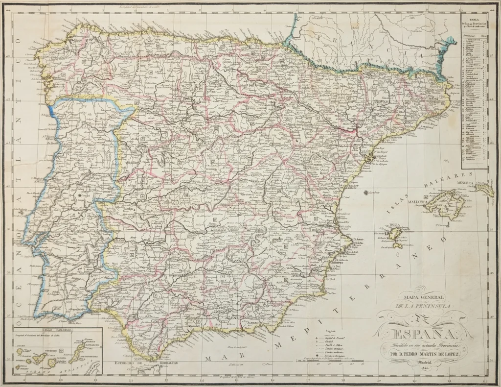 Mapa General de la Península de España. Dividido en sus actuales provincias
