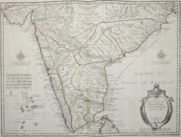 Carte des Côtes de Malabar et du Coromandel Présentée au Roy
