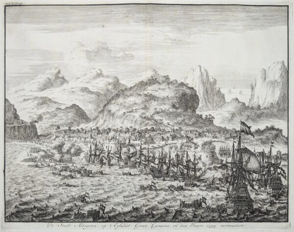 De Stadt Allegona, op't Eylandt Groot Canaria, in den Jaar 1599 vermeestert